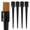 Fence Post Anchor Ground Spike, 4 Pack 36 x 4 x 4 Inches Outer Diameter (Inner Diameter 3.5 x3.5 Inches), Metal Black Powder Coated Post Stake Ground